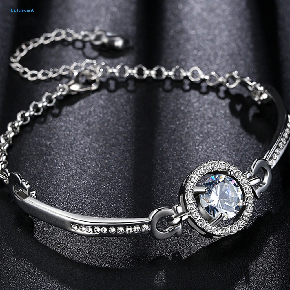 Lilyscent Mewah Cubic Zirconia Hias Adjustable Rantai Gelang Bangle Wanita Perhiasan Hadiah