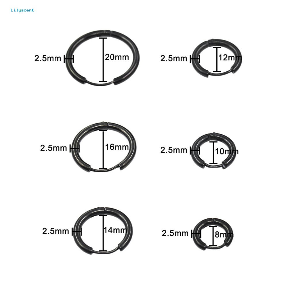 Lilyscent 1pasang Stainless Steel Fashion Punk Unisex Ear Hoop Lingkaran Anting Perhiasan Hadiah