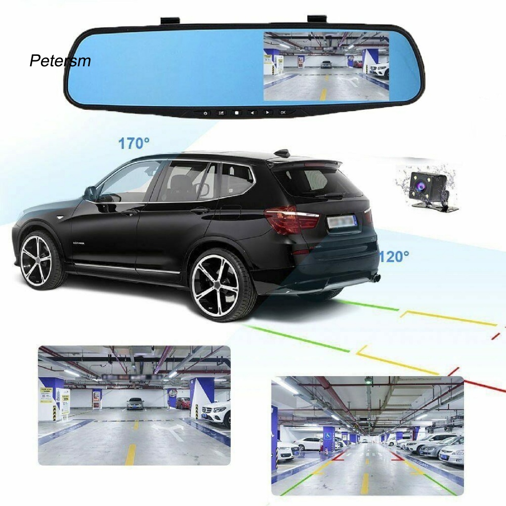 Pp 1set Kamera Mobil Performa Stabil Untuk Autos 4.3-inci 4kamera DVR Mobil Lensa Ganda