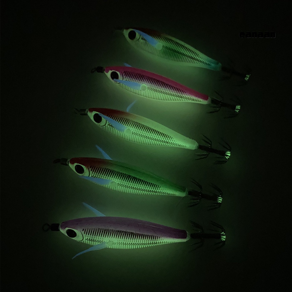 Cnn-5.5cm Kait Cumi Udang Dengan Efek Bercahaya Simulasi Angling Plastik Luminous Wooden Shrimp Squid Hooks Outdoor Fishing