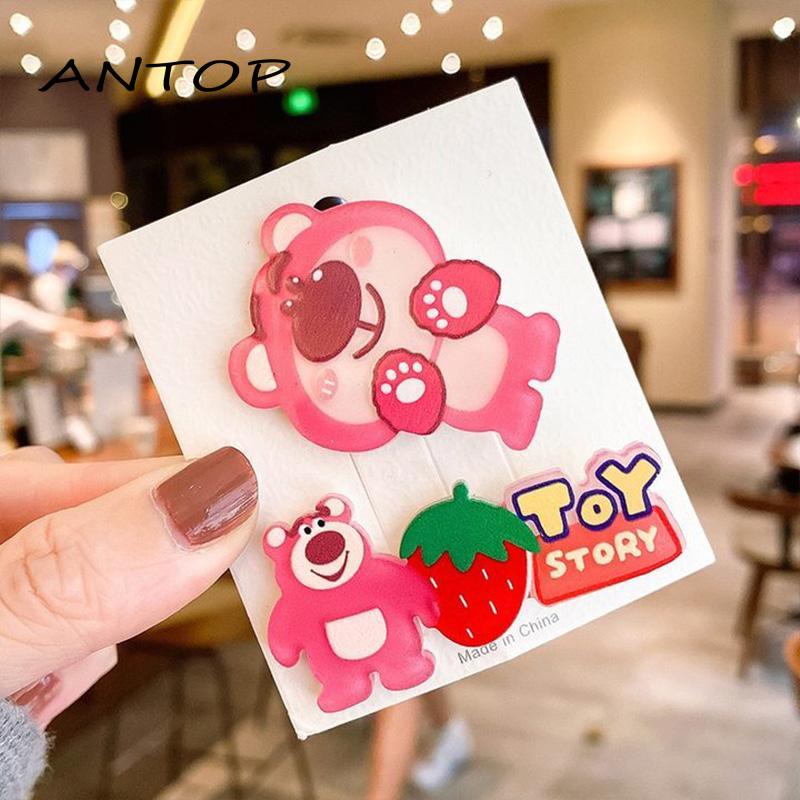 [Antop Termurah] Fresh Sweet Strawberry Bear Set Jepit Rambut Duckbill Clip Rambut Patah Klip Poni Samping