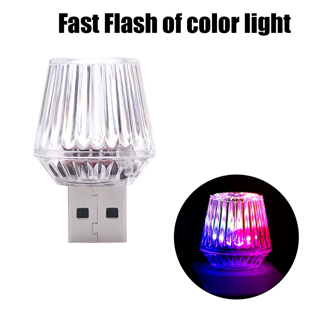 Lampu Suasana Usb Warna-Warni Gaya Diamond Mobil/Plug and Play Mantap/Lampu Kedip/Pencahayaan Interior Portable/Lampu Sorot