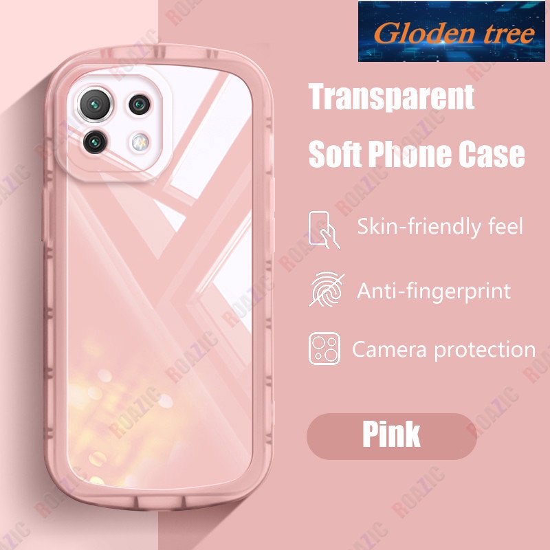 Gloden tree Transparan Simple Phone Case Untuk Xiaomi Mi 11 Lite/11 Lite 5G/11 Lite 5G NE Ins Silikon Lembut Shockproof Casing Full Cover Lensa Kamera Pelindung Cover