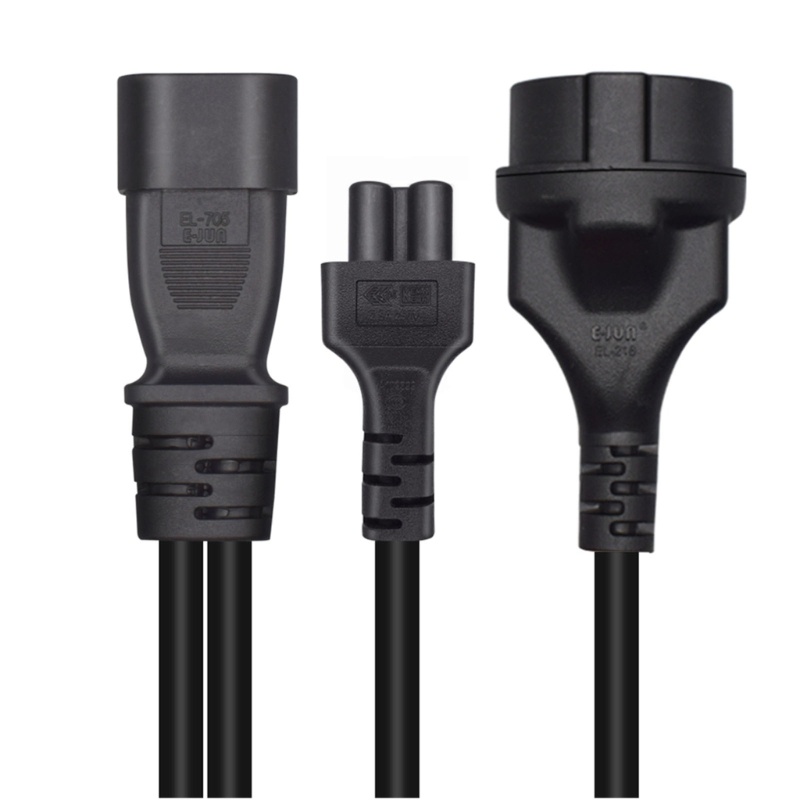 Zzz 3-pin IEC320-C14 Male Plug to IEC320-C5+EU4 8mm Female Adapter Cord Y-splitter Power Supply Converter Jalur Kabel