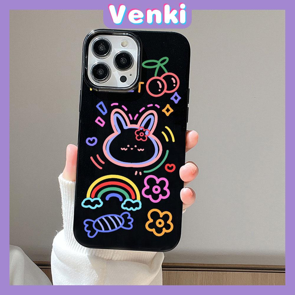 iPhone Case Soft TPU Glossy Black Candy Case Cute Colorful Rabbit Camera Protection Shockproof For iPhone 14 13 12 11 Pro Max 7 8 Plus X XR