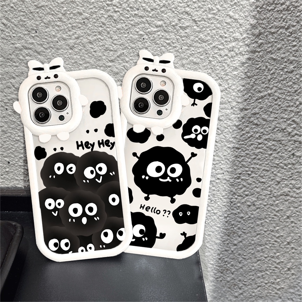 IPHONE Casing Lucu Kompatibel Untuk Iphone14 11 12 iPhone6 7 8 Plus 13 Pro Max14 Plus 11Pro MAX XR X XS MAX SE 2020 3D Monster Little Spirit Briket Hantu TPU Bening Pasangan Cover BY