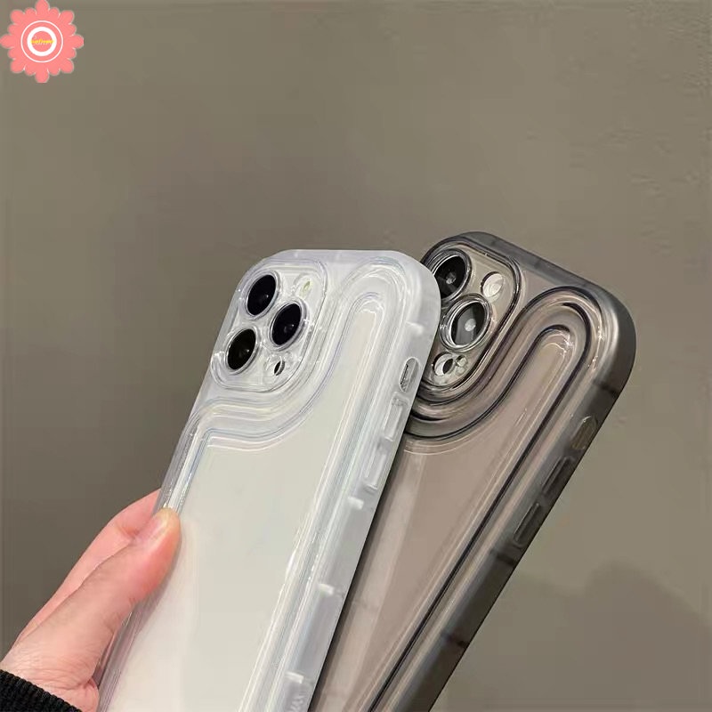 IPHONE Casing Ponsel Bening Penebalan Sederhana Mewah Kompatibel Untuk Iphone11 7plus XR 12 13 14 Pro MAX X XS Max7 8 Plus SE 2020 Shockproof Silicon Bumper Shock Resistant Soft Cover