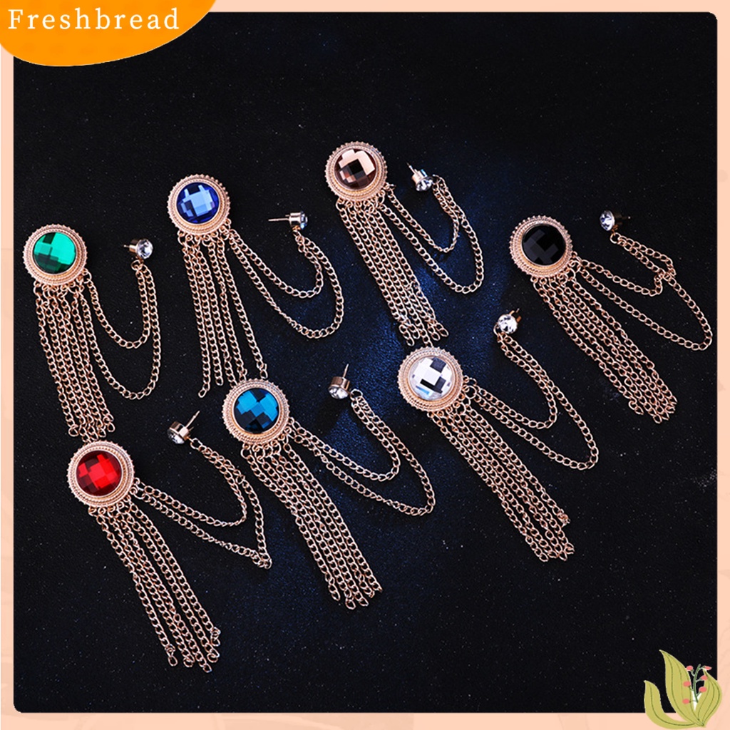 &lt; Freshbread &gt; Lencana Pin Rantai Berkilau Electroplating Hias Vintage Dress Up Colorfast Pria Jas Rumbai Kerah Pin Perhiasan Aksesori