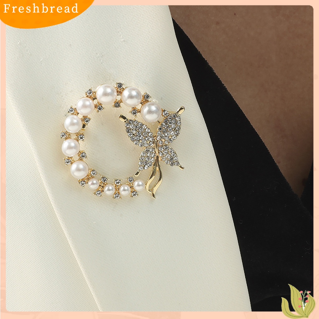 &lt; Freshbread &gt; Bros Round Hollow Out Mewah Bulat Mutiara Imitasi Berlian Imitasi Wanita Brooch Untuk Pacaran