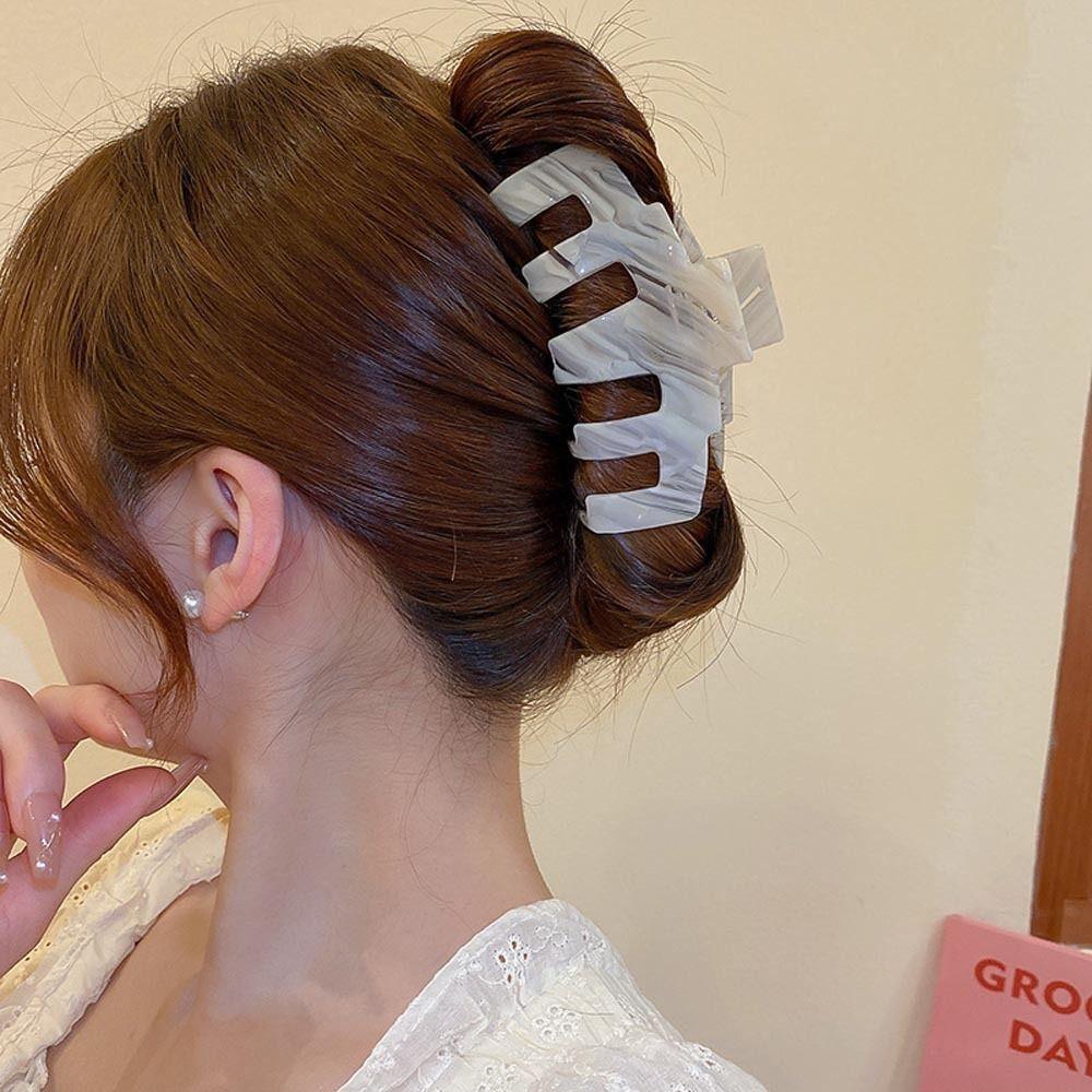NEEDWAY Asetat Rambut Cakar Ins Vintage Besar Hairgrip Hadiah Untuk Gadis Pesta Hiasan Kepala Fashion Hiasan Kepala Korea Hiu Klip