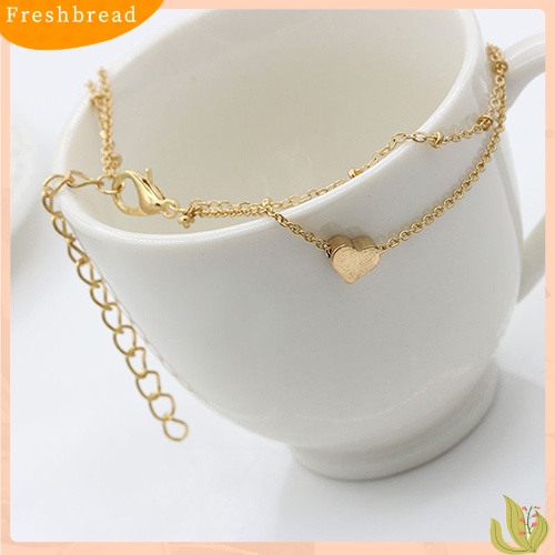 &lt; Freshbread &gt; Gelang Kaki Bentuk Cinta Hati Wanita Rantai Lapisan Ganda Sexy Foot Anklet