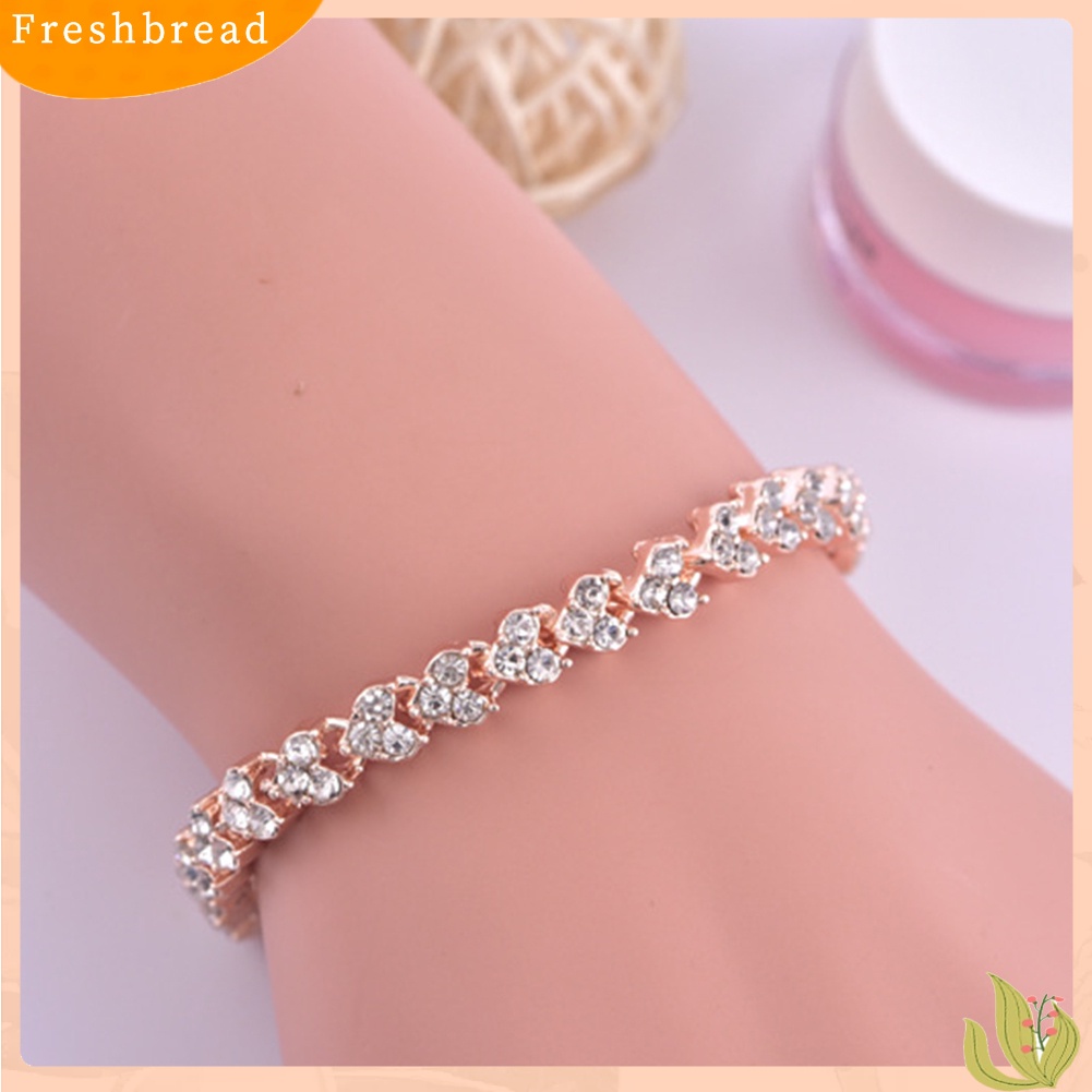 &lt; Freshbread &gt; Gelang Wanita Hias Berlian Imitasi Berkilau Bangle Adjustable Untuk Ulang Tahun Pesta