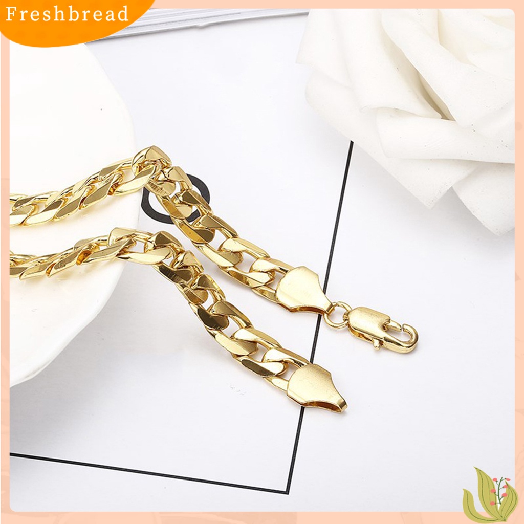 &lt; Freshbread &gt; Gelang Rantai Glossy Susah Tarnish Gaya Hip Hop Cuban Chain Bracelet Untuk Hadiah