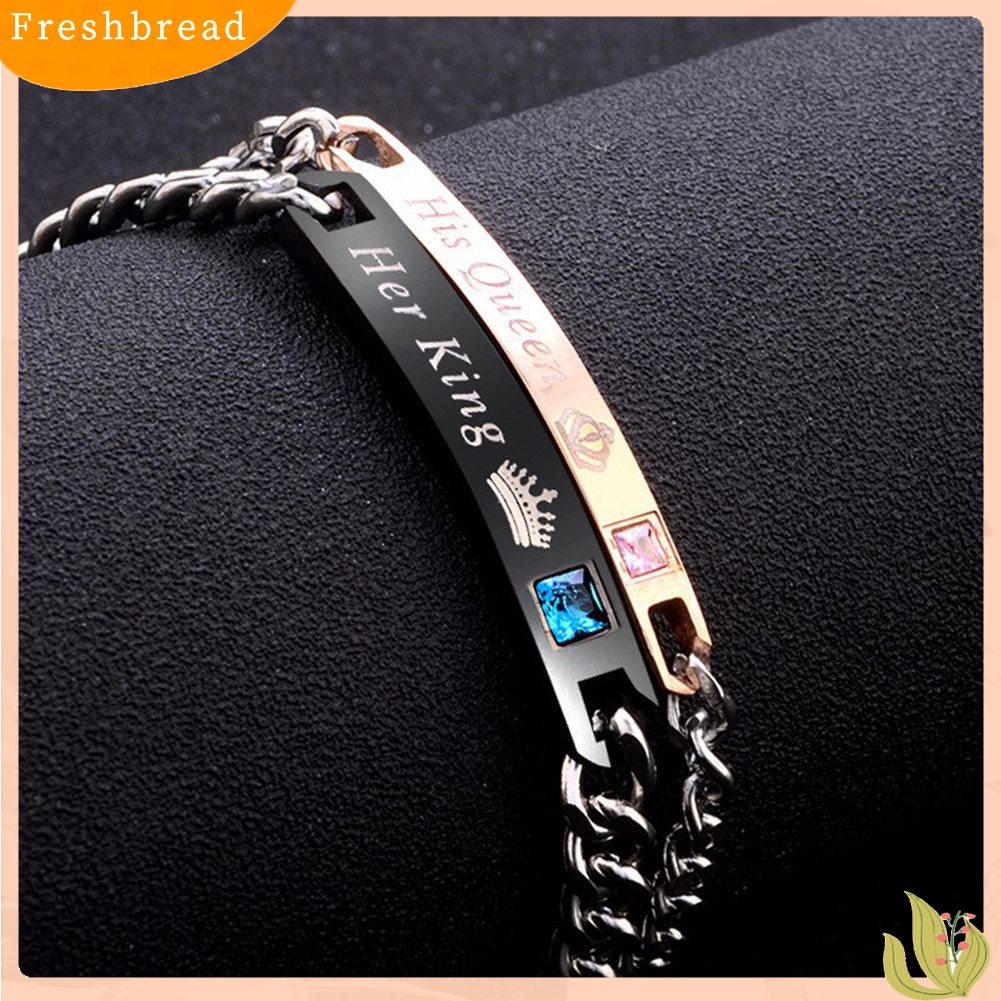 &lt; Freshbread &gt; His Queen Her King Crown Couple Lover Wristband Gelang Bangle Perhiasan Hadiah