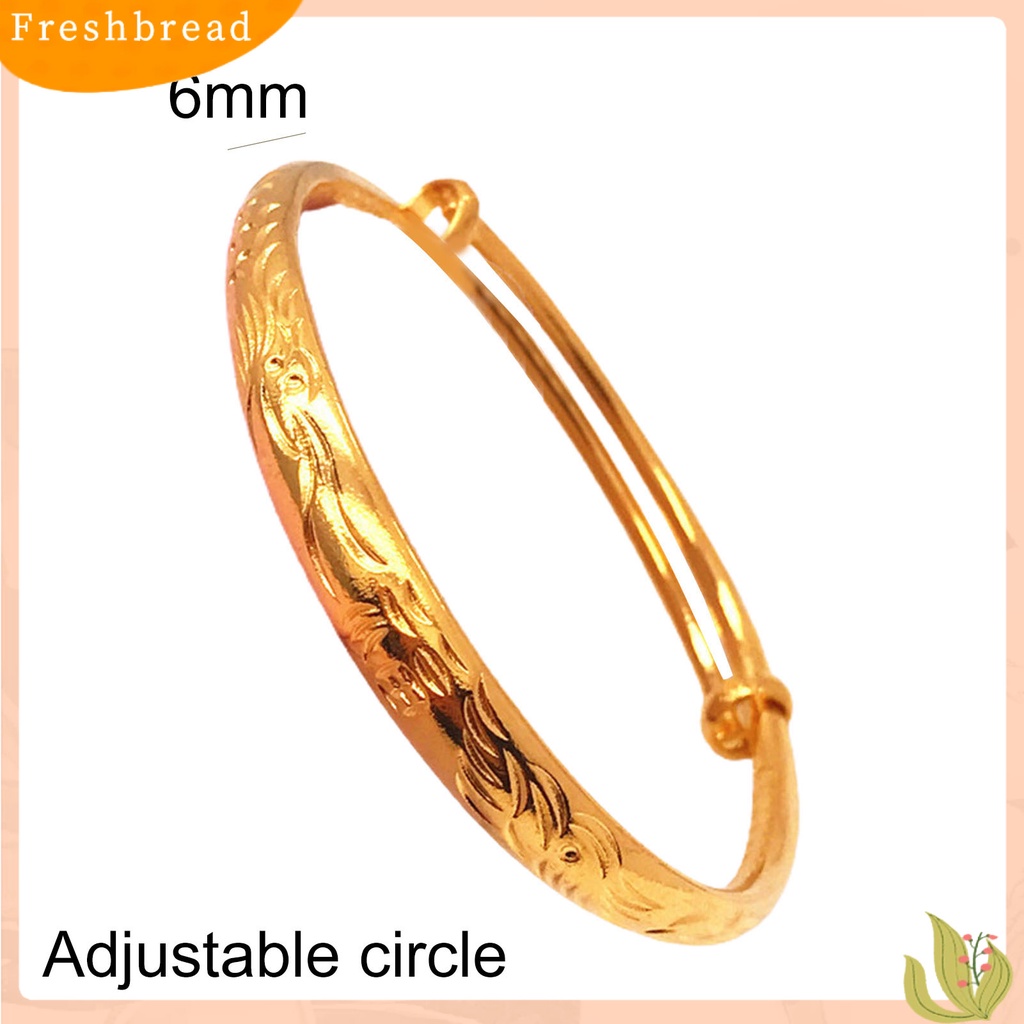 &lt; Freshbread &gt; Gelang Menebal Adjustable Golden Wanita Imitasi Lapis Emas Bangle Untuk Perjamuan