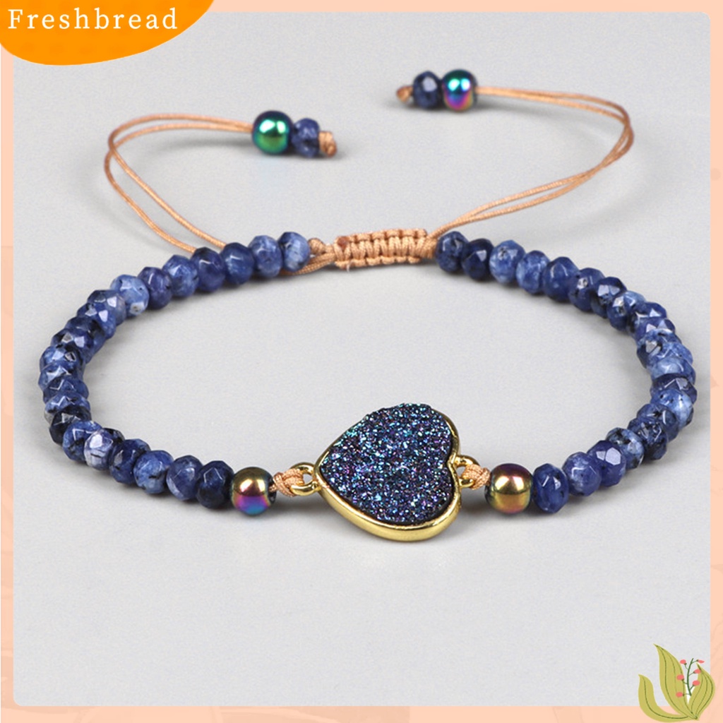 &lt; Freshbread &gt; Wanita Manik-Manik Gelang Boho Beads Heart Charm Adjustable Braided Rope Dekoratif Hadiah Pacar Wanita Alami Faux Stone Bracelet Jewelry Pakaian Sehari-Hari