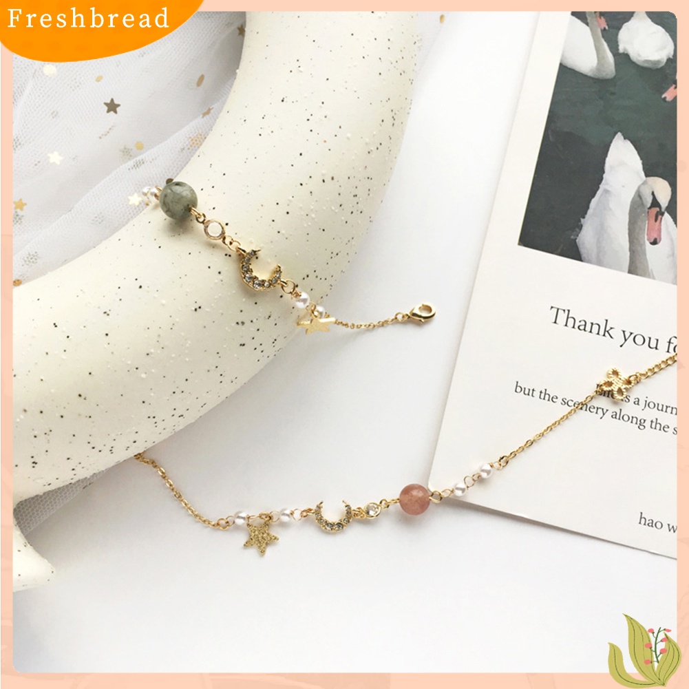 &lt; Freshbread &gt; Fashion Wanita Berlian Imitasi Bintang Bulan Manik Pesona Rantai Gelang Bangle Perhiasan Hadiah