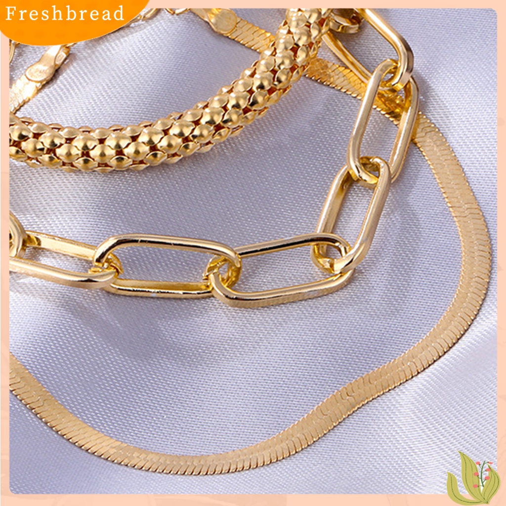 &lt; Freshbread &gt; 3Pcs Gelang Wanita Multilayer Rantai Ular Perhiasan Electroplating Adjustable Bracelets Untuk Pesta