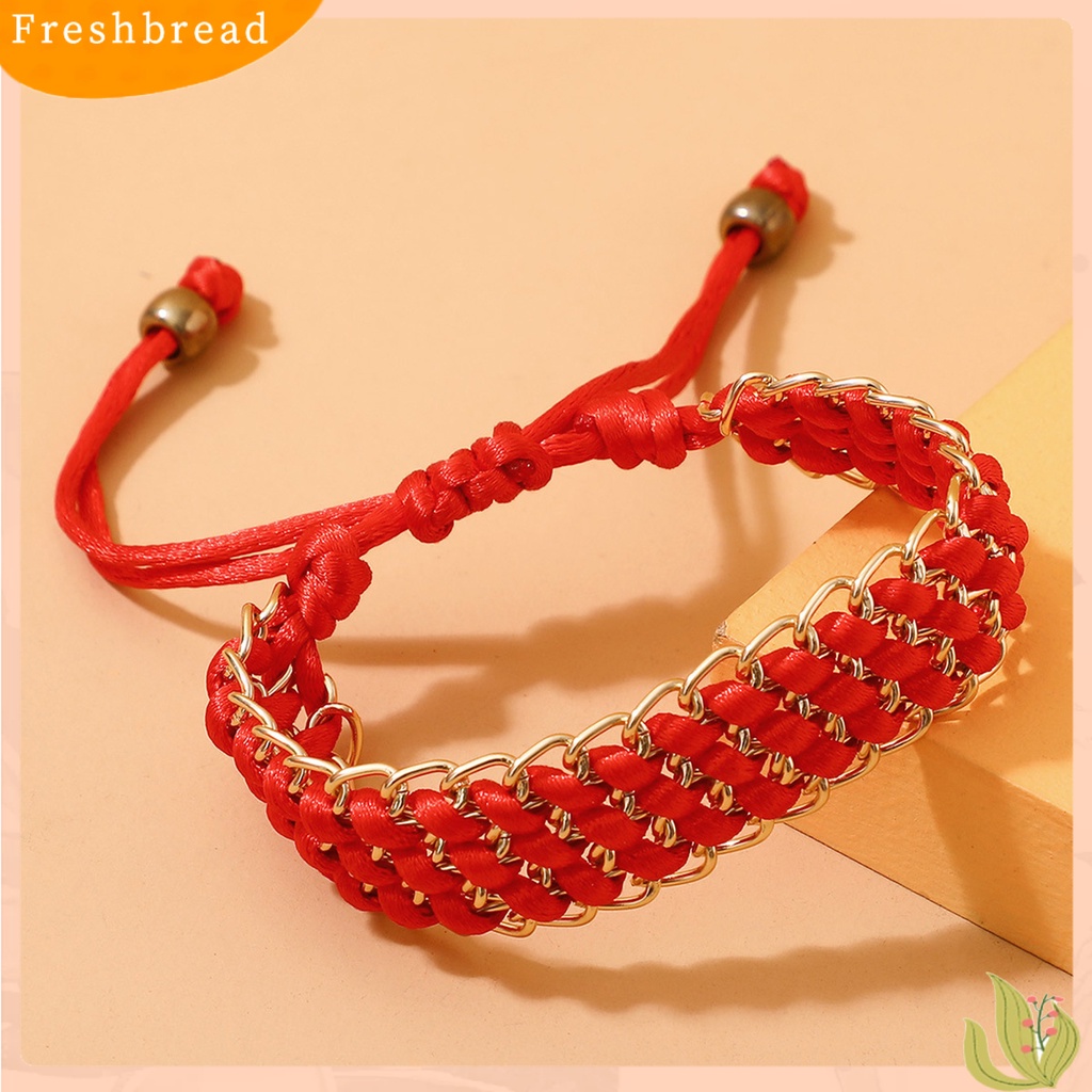 &lt; Freshbread &gt; Gelang Fashion Desain Kepang Geometris Artistik Merah Gelang Pasangan Untuk Dekorasi