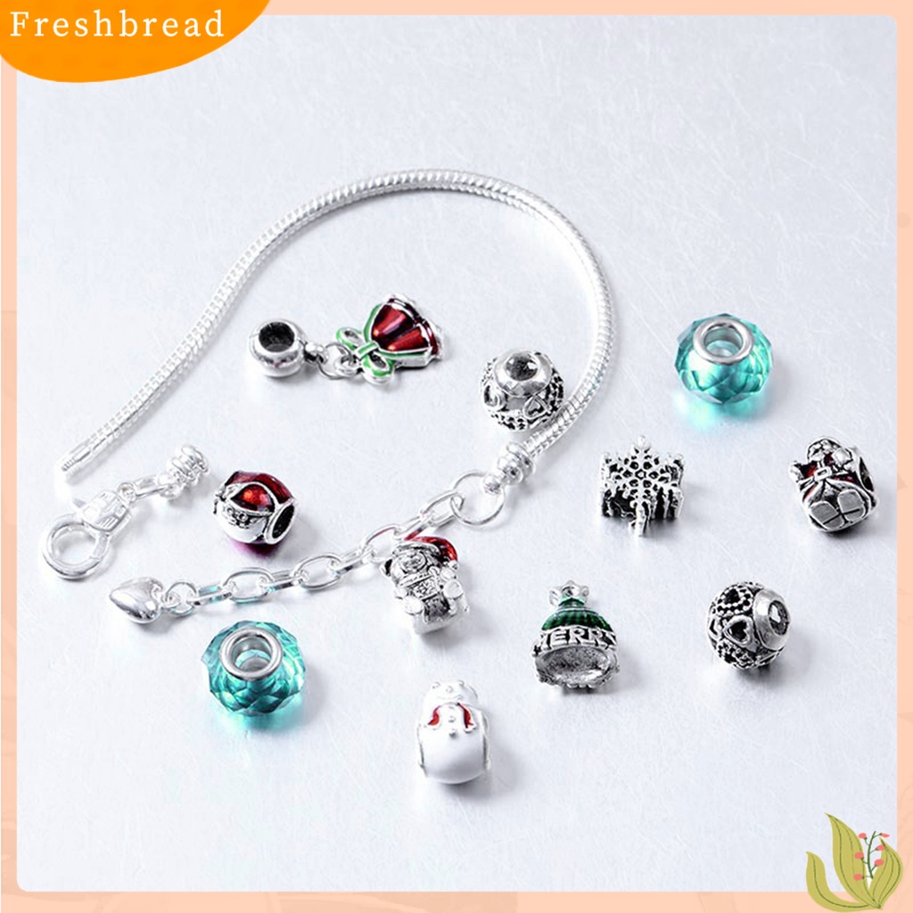 &lt; Freshbread &gt; Gelang Natal Bebas Alergi Semua Pertandingan Zinc Alloy Adjustable Menarik Gelang Manik-Manik Natal Untuk Wanita