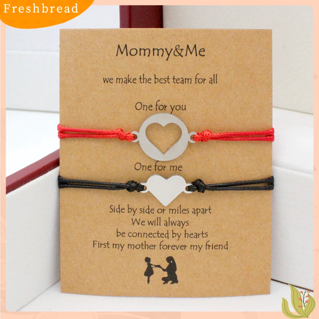 &lt; Freshbread &gt; 1pasang Gelang Ibu Anak Tali Anyaman Yang Dapat Disesuaikan Kasual Geometris Semua Pertandingan Dekorasi Kembali Ke Sekolah Hadiah Berongga Cinta Hati Mommy Me Card Bracelets