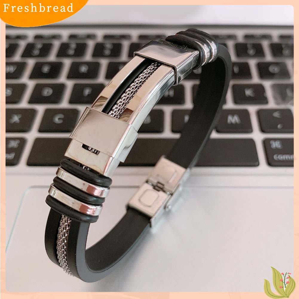 &lt; Freshbread &gt; Unik Pria Titanium Steel Rantai Tangan Buatan Tangan Gelang Bangle Club Perhiasan Hadiah