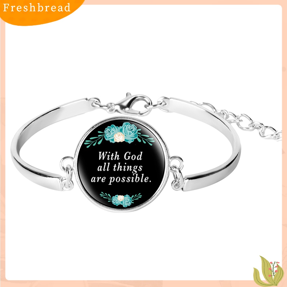 &lt; Freshbread &gt; Unisex Bible Verse Quote Mazmur Kaca Cabochon Pesona Gelang Perhiasan Kristen