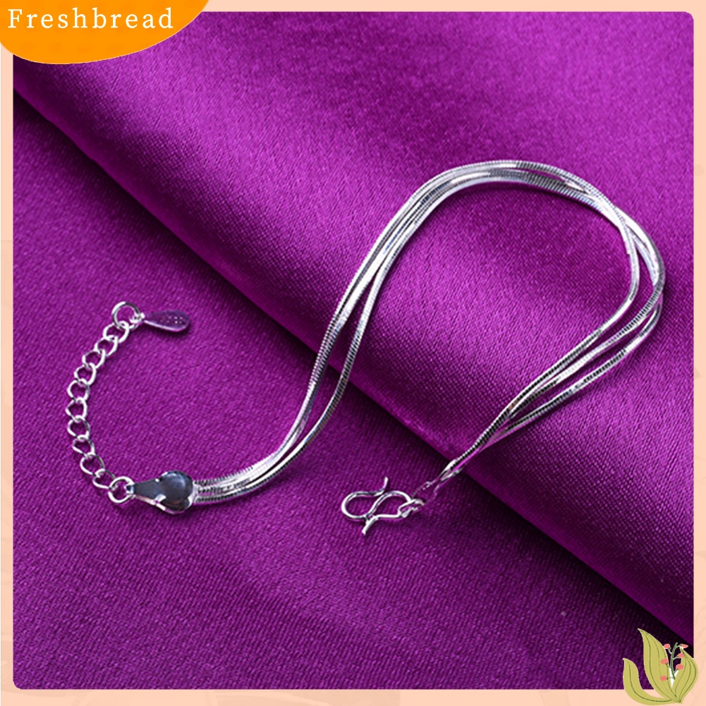 &lt; Freshbread &gt; Wanita Minimalis 3lapisan Ular Rantai Gelang Bangle Adjustable Perhiasan Hadiah