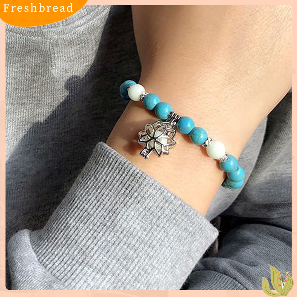 &lt; Freshbread &gt; Wanita Gelang Faux Turquoises Luminous Floral Jewelry Manik-Manik Elastis Bangle Jewellery Hadiah