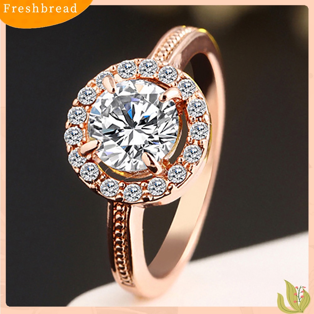 &lt; Freshbread &gt; Fashion Wanita Berlapis Emas/Perak Zirkon Jari Cincin Pernikahan Pertunangan Perhiasan