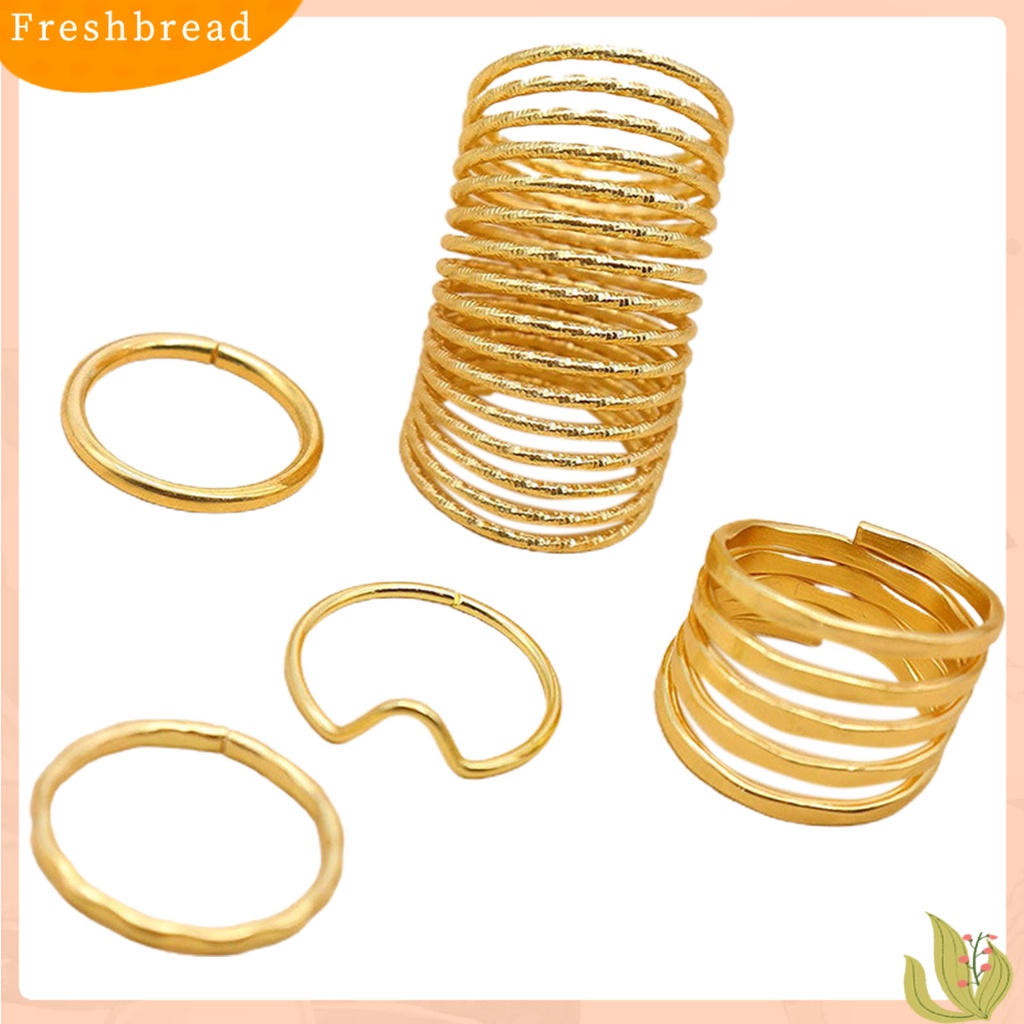 &lt; Freshbread &gt; 5Pcs Wanita Knuckle Rings Multi Lingkaran Sederhana Elastisitas Yang Dapat Disesuaikan Jari Rings Perhiasan Aksesoris
