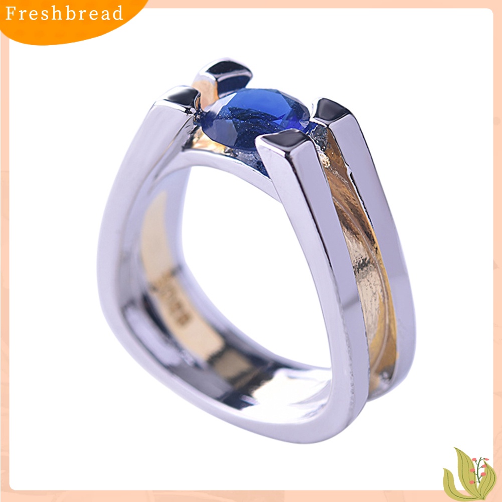 &lt; Freshbread &gt; Wanita Safir Imitasi Bertatahkan Geometris Jari Cincin Pernikahan Lamaran Perhiasan Hadiah