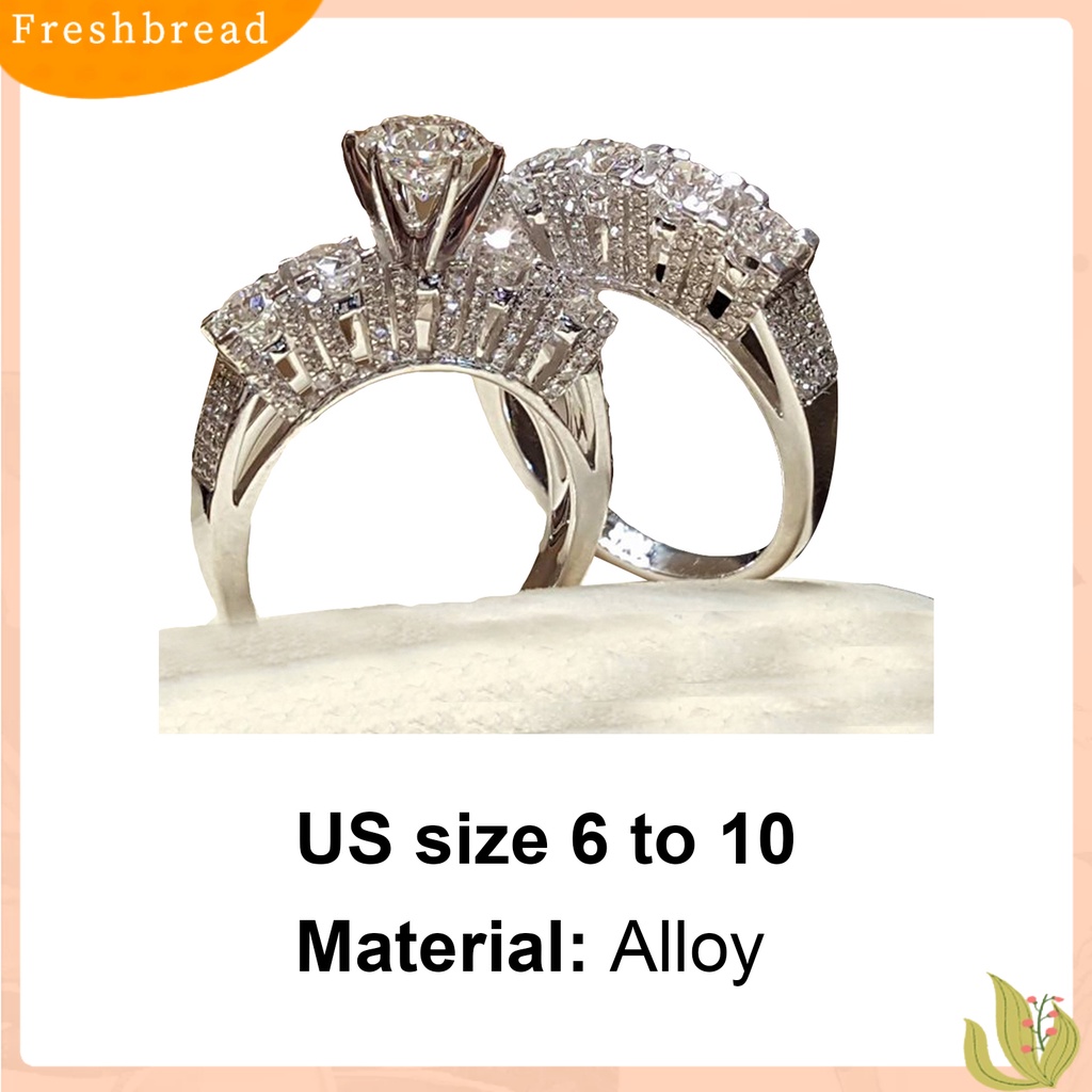 < Freshbread > 2Pcs/Set Cincin Couple Berlian Imitasi Hias Glossy Gaya Mewah Cincin Jari Indah Untuk Perjamuan