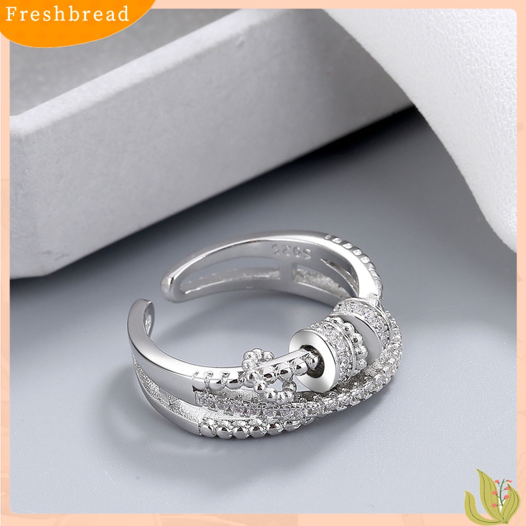 &lt; Freshbread &gt; Wanita Cincin Spiral Manik Relief Pressure Jewelry Putar Berlian Imitasi Finger Ring Untuk Pakaian Sehari-Hari