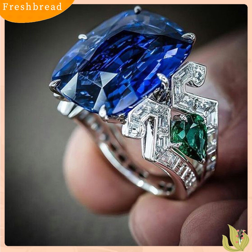 &lt; Freshbread &gt; Mewah Persegi Besar Faux Topaz Wanita Jari Cincin Pesta Perjamuan Perhiasan Dekorasi