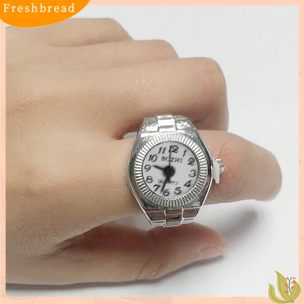 &lt; Freshbread &gt; Jam Tangan Cincin Jari Bentuk Melar Unisex Pointer Dial Bulat Quartz Watch Ring Untuk Pesta Cocktail