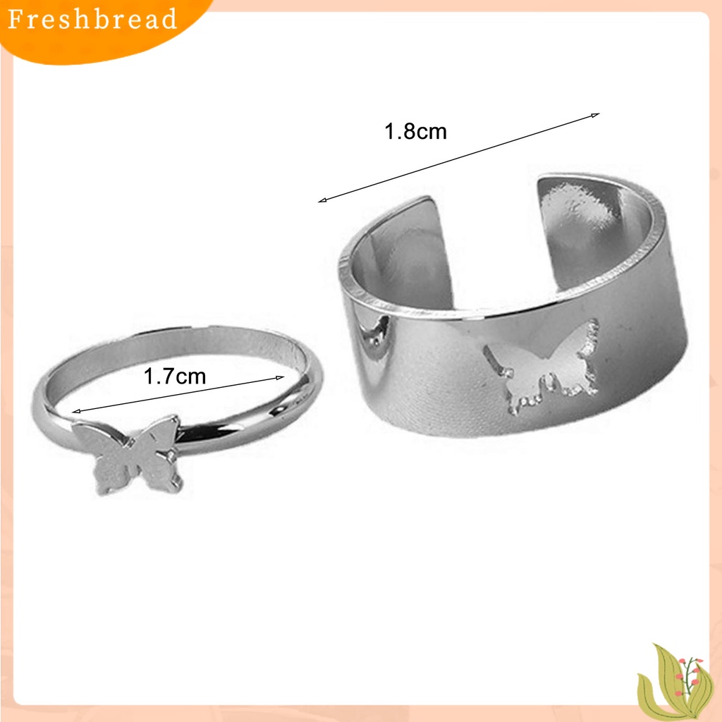 &lt; Freshbread &gt; 2pcs/Set Cincin Couple Warna Solid Matching Ring Gaya Punk Bentuk Bulan Cincin Pernikahan Hadiah Ulang Tahun