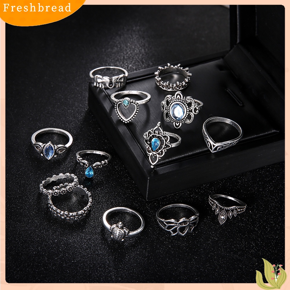 &lt; Freshbread &gt; 13Pcs Boho Berongga Susun Cincin Set Knuckle Midi Tip Jari Pesta Wanita Perhiasan