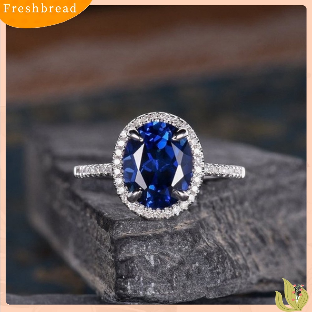 &lt; Freshbread &gt; Fashion Lady Oval Cubic Zirconia CZ Jari Cincin Pengantin Pernikahan Pertunangan Perhiasan