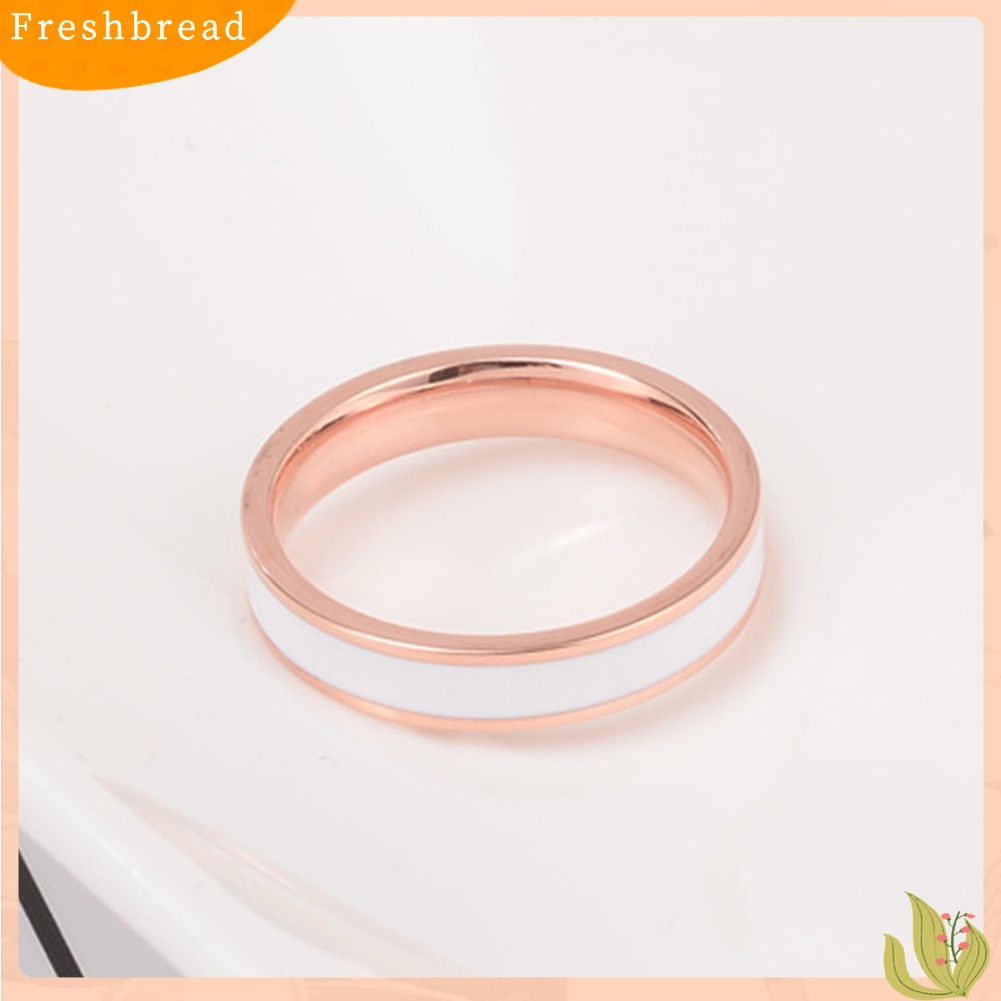 &lt; Freshbread &gt; Fashion Wanita Enamel Baja Titanium Band Jari Cincin Hadiah Perhiasan Pesta Pernikahan