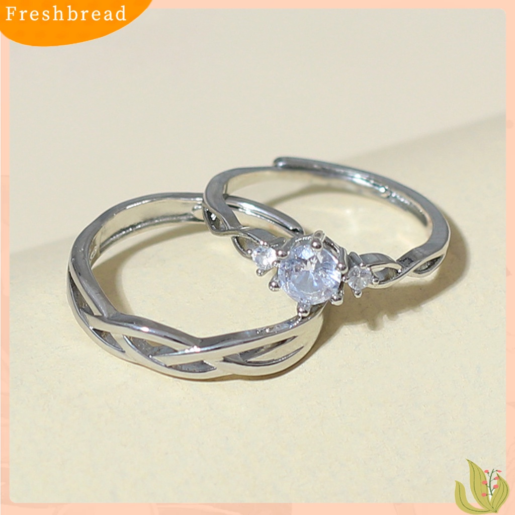 &lt; Freshbread &gt; 1pasang Pasangan Cincin Pembukaan Berongga Memutar Hadiah Hari Valentine Wanita Pria Berlian Imitasi Jari Cincin Fashion Perhiasan