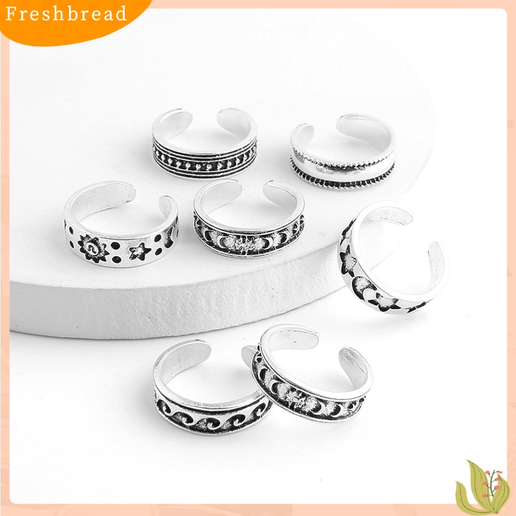 &lt; Freshbread &gt; 7Pcs Cincin Jari Kaki Bulan Bintang Opening Jewelry Bohemian Electroplating Toe Rings Untuk Pantai