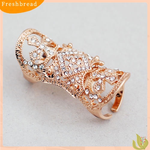 &lt; Freshbread &gt; Fashion Punk Keren Gaya Barat Berlian Imitasi Sendi Jari Silang Cincin Perhiasan