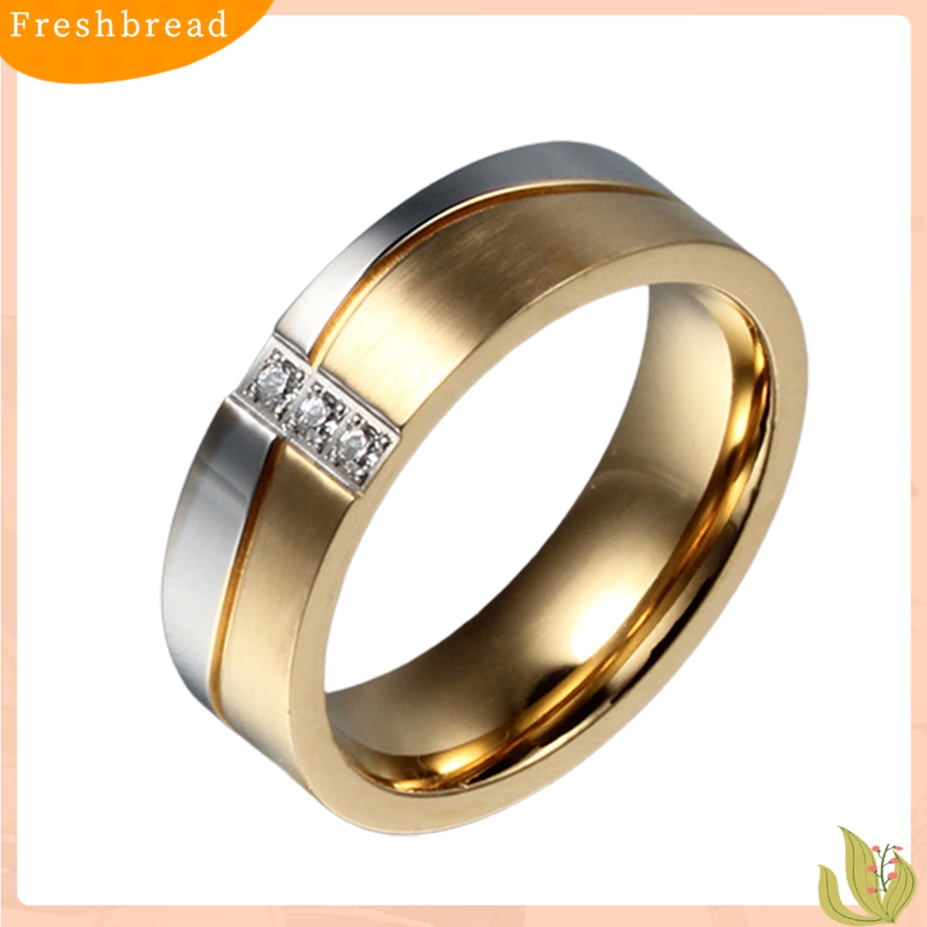 &lt; Freshbread &gt; Wanita Cincin Bulat Shiny Cubic Zirconia Warna Kontras Dipoles Pasangan Jari Cincin Bridal Ring