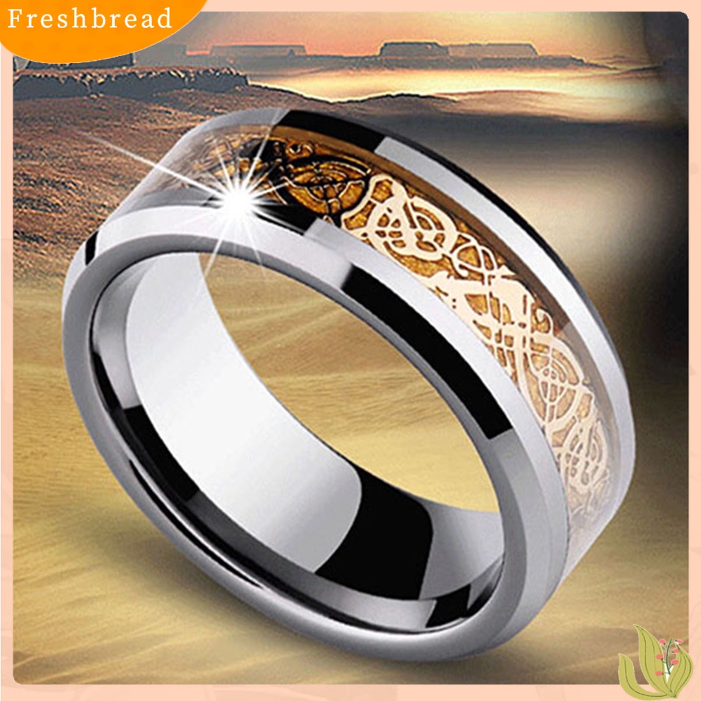 &lt; Freshbread &gt; Unisex Pola Naga Baja Titanium Tidak Luntur Cincin Pernikahan Band Perhiasan Hadiah