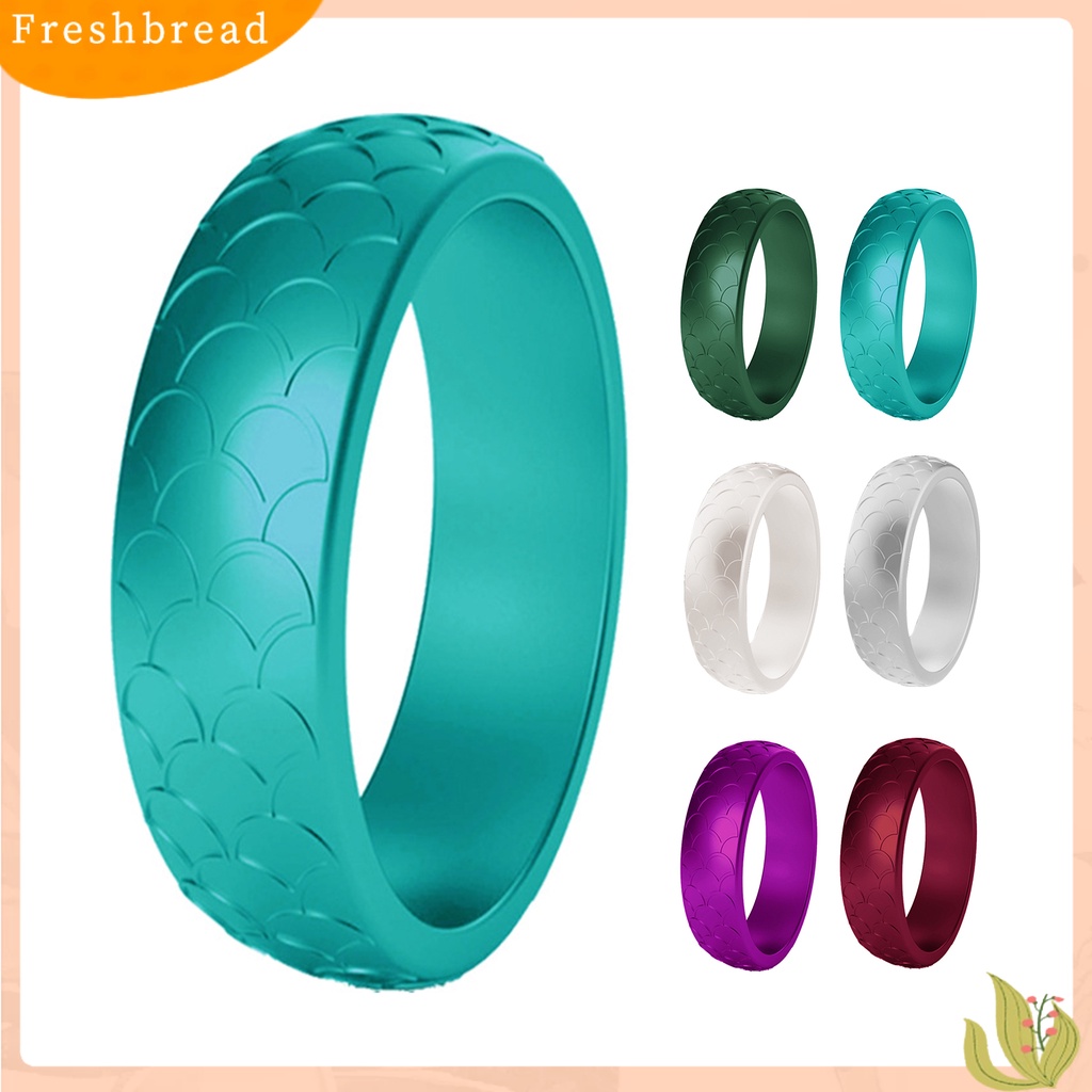 &lt; Freshbread &gt; 2Pcs Wanita Pola Sisik Ikan Ulang Tahun Silikon Cincin Pernikahan Band Aksesori