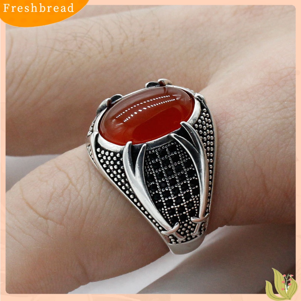 &lt; Freshbread &gt; Pria Cincin Retro Berlian Imitasi Hias Alloy Pria Vintage Pedang Ganda Jari Cincin Perhiasan Untuk Pesta