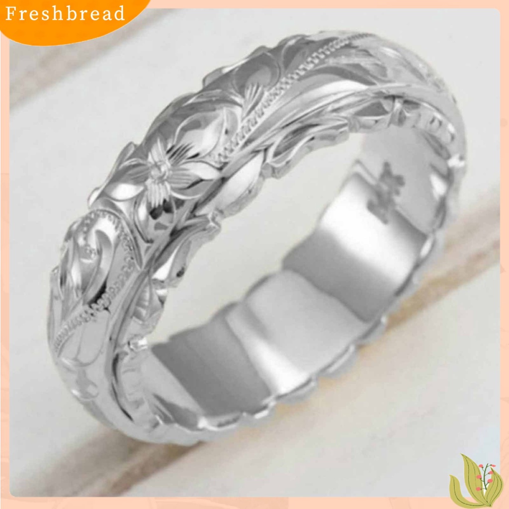 &lt; Freshbread &gt; Wedding Band Tangan Ukir Vintage Alloy Wanita Bunga Mawar Cincin Pertunangan