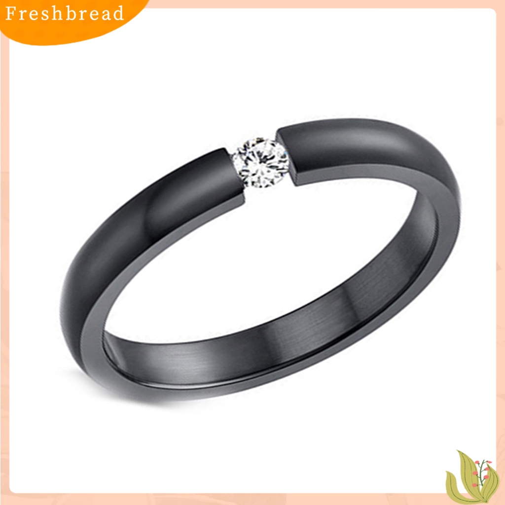 &lt; Freshbread &gt; Cincin Poles Berlian Imitasi Hias Titanium Steel Cincin Kawin Titanium Untuk Pesta