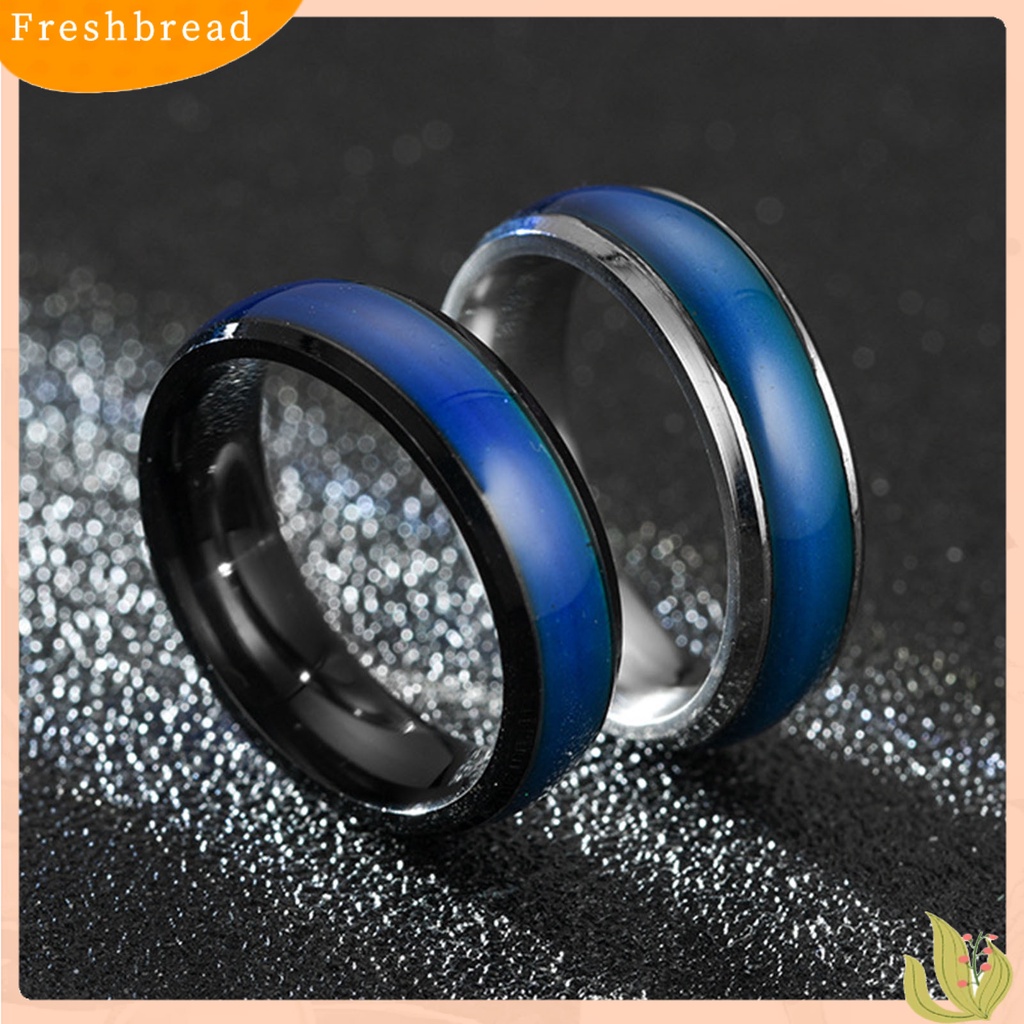 &lt; Freshbread &gt; Cincin Couple Berubah Warna Electroplating Temperature Sensing Sealing Glaze Hadiah Anniversary Bebas Alergi Tidak Luntur Suhu Klasik Mood Ring Untuk Pakaian Sehari-Hari